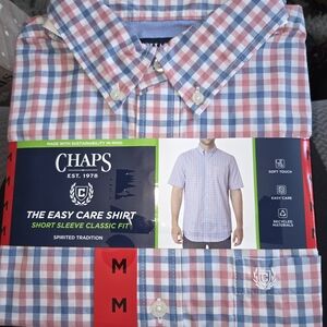 Chaps Men's Short Sleeve Plaid Shirt - Blue, Red, and White
